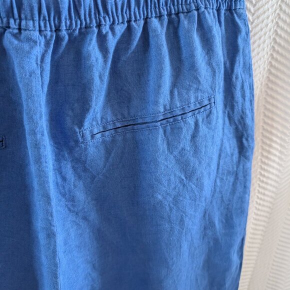 Mango MNG Blue Linen Cropped Pants Drawstring Waist Size Medium - Picture 9 of 9